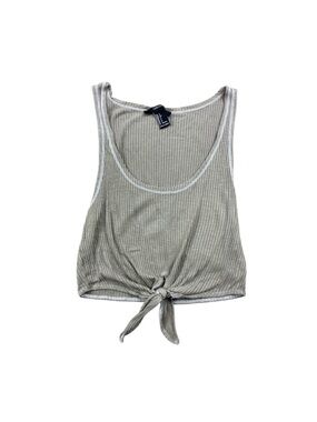 Forever 21 muted olive green crop top tank top with tie front